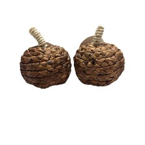 🔵 Rustic Woven Dark Brown Pumpkin 2pc Set